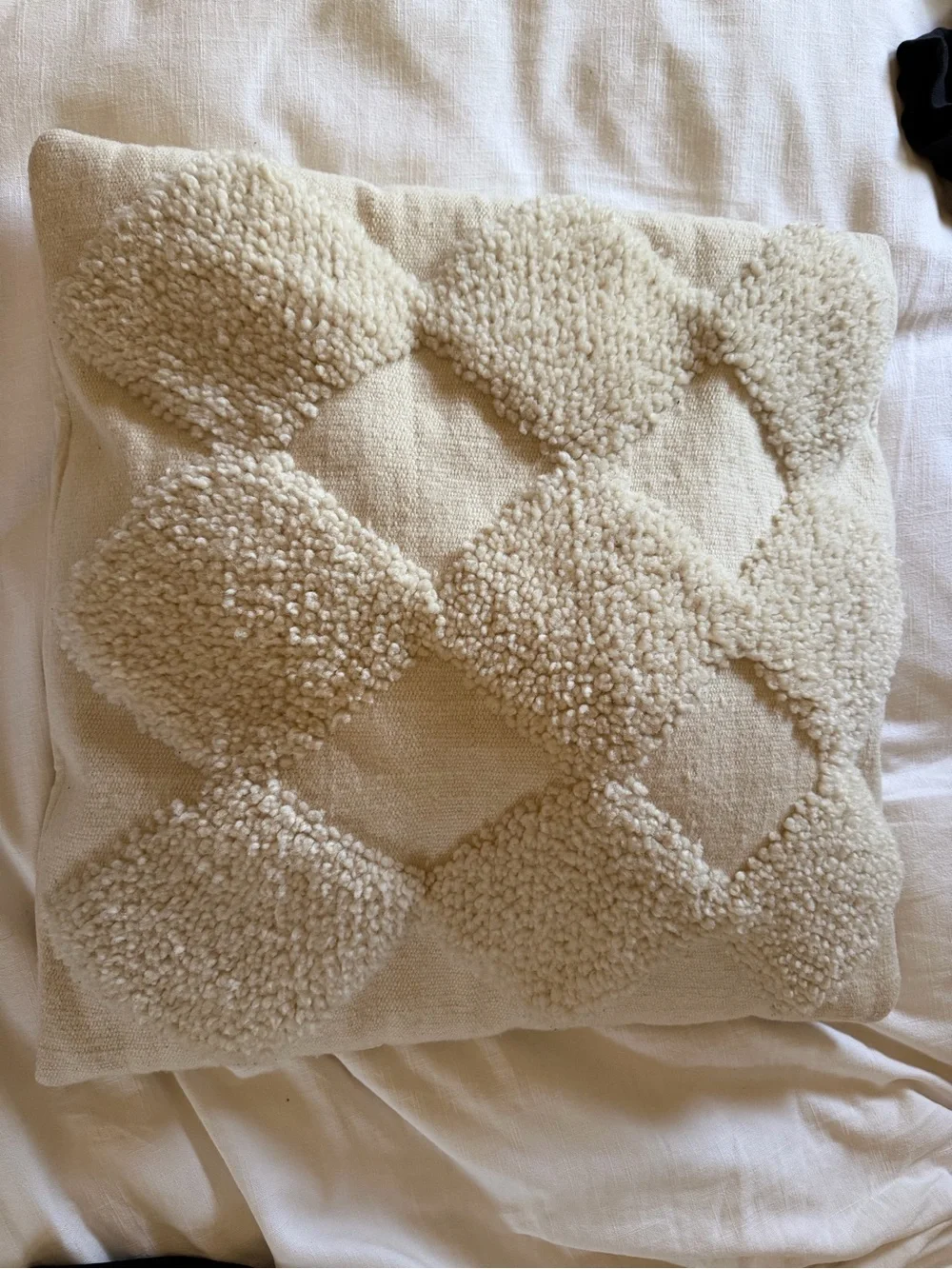 IKEA Textured Diamond Pattern Throw Pillow in Cream